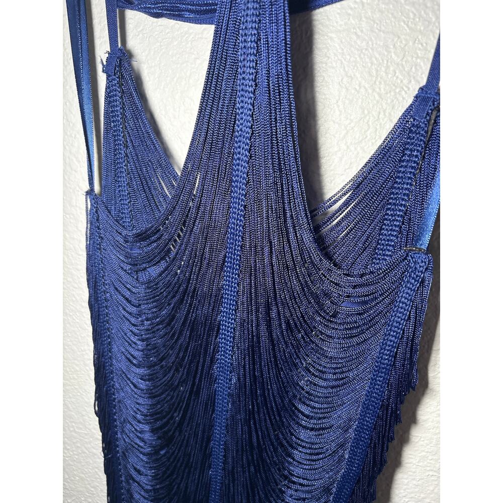Dreamgirl Navy Fringe Mini Dress with Matching Panty – Size S - Picture 10 of 15